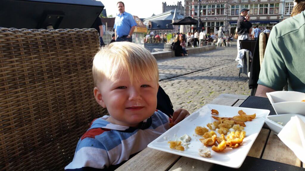 Matthew eating in Ghent