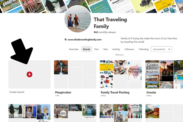create a pinterest board
