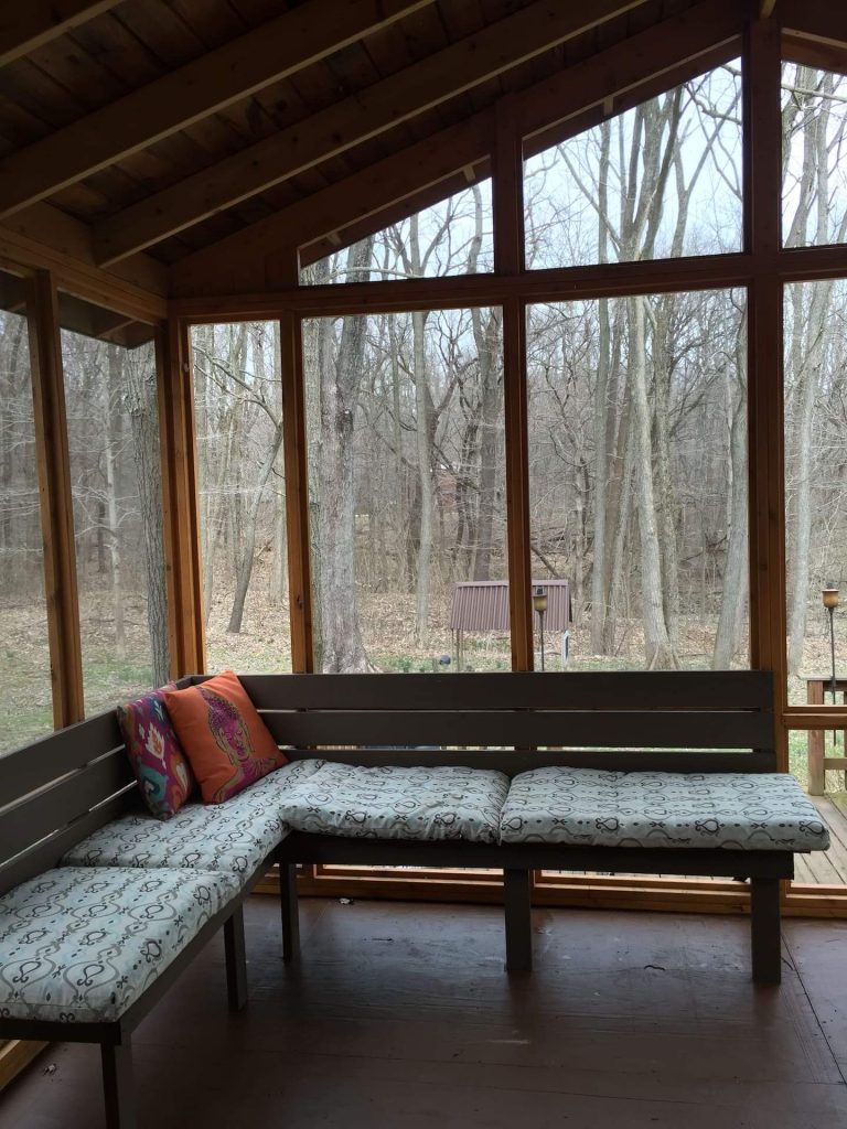 Porch at Cozy Cabin turkey run state park rentals